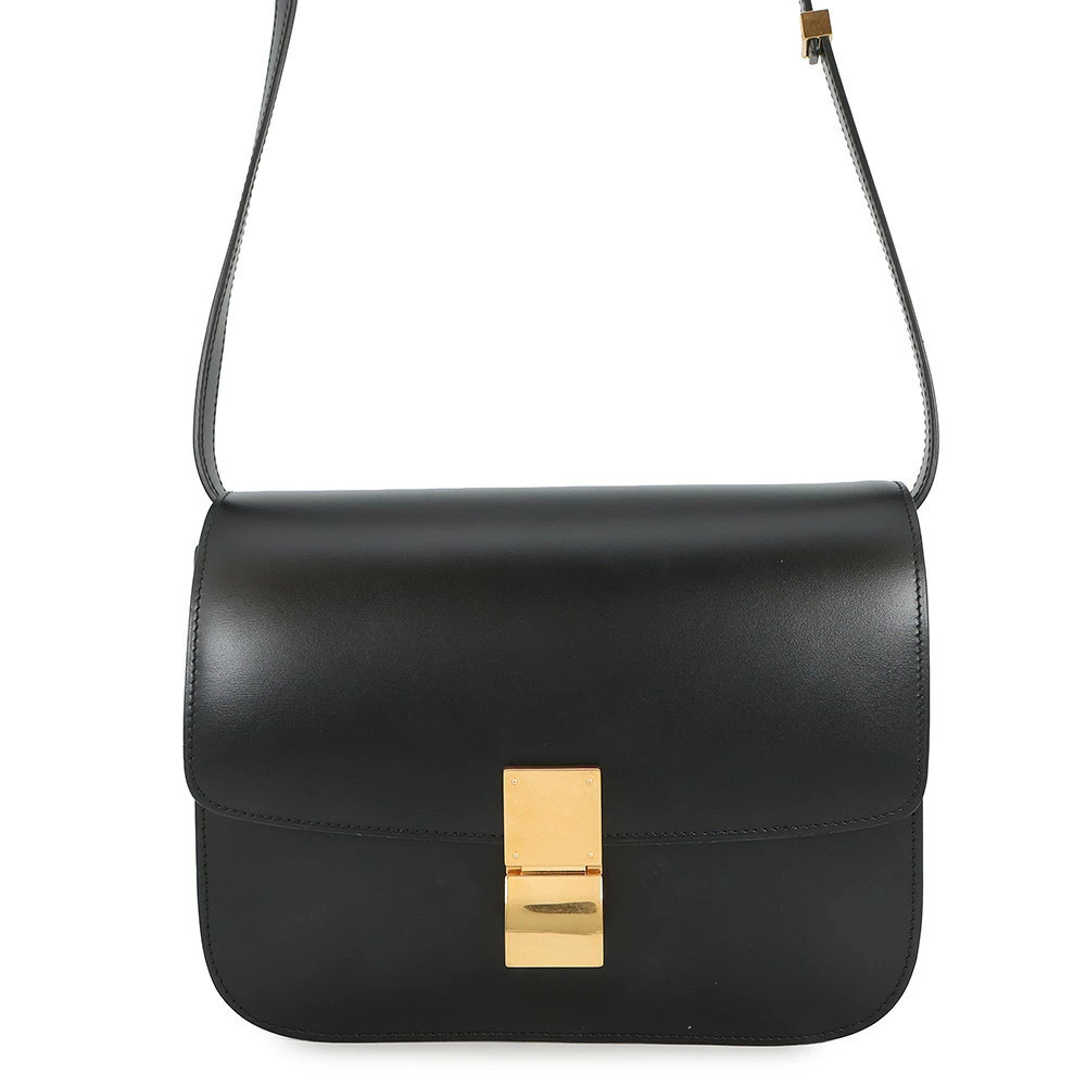 Celine Classic Box Bag black leather Black